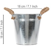 Artikel Glanzende metalen emmer met touwgrepen, Ø18cm