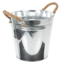 Artikel Glanzende metalen emmer met touwgrepen, Ø22cm
