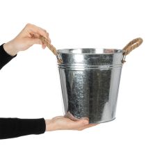 Artikel Glanzende metalen emmer met touwgrepen, Ø22cm