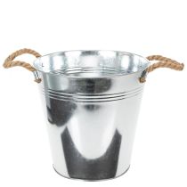 Artikel Glanzende metalen emmer met touwgrepen, Ø25cm