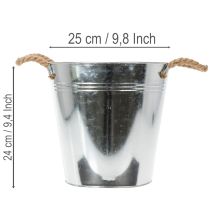 Artikel Glanzende metalen emmer met touwgrepen, Ø25cm