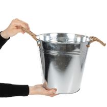 Artikel Glanzende metalen emmer met touwgrepen, Ø25cm