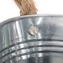 Artikel Metalen kom met touwgrepen, zilverkleurig, 22 cm hoog, 10 cm hoog