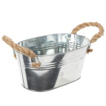 Artikel Metalen kom met touwgrepen, zilverkleurig, 22 cm hoog, 10 cm hoog