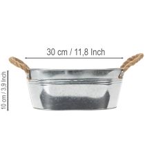 Artikel Ovale tinnen schaal, zilverkleurig, 30 cm x 17 cm x 10 cm