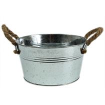 Plaatstalen schaal met touwgrepen glanzend Ø22cm