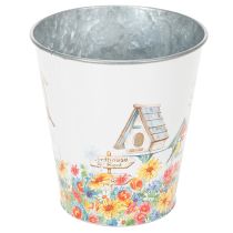 Artikel Blikken pot met vogelhuisjes, zomerdecoratie, plantenbak H14,5cm Ø13,5cm
