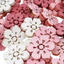 Verspreide kersenbloesems, lentebloemen, tafeldecoraties, houten bloemen om 144St