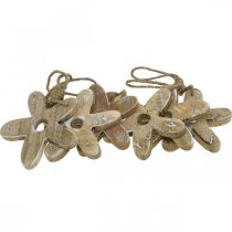 Artikel Houten bloem met patroon, lente, houten hanger natuur, wit H10cm 6st