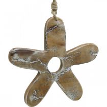 Artikel Bloem om op te hangen, houten decoratie met patroon, lentedecoratie naturel, wit H19.5cm