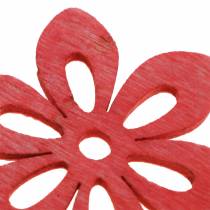 Scatter decoratie bloem hout oranje, geel, groen 4cm 72p