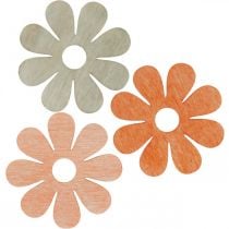 Artikel Bloemen voor het strooien van oranje, abrikoos, bruin strooidecoratie hout 72st