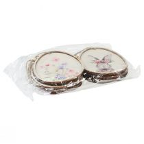 Artikel Bloemenafbeelding konijntje in ei Paaseieren decoratie hout 9,5×12cm 6 st