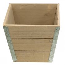 Artikel Bloembak houten plantenbak Shabby Chic Beige 19x19x15.5cm