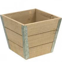 Artikel Bloembak houten plantenbak Shabby Chic Beige 19x19x15.5cm