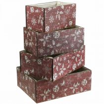 Artikel Bloembak Kerst plantenbak hout rood set van 4