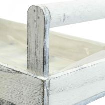 Bloembak shabby chic plantenbak hout wit 38/31cm set van 2