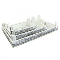 Artikel Decoratief dienblad hout shabby chic arrangement onderlegger set van 3