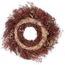 Artikel Bloemenkrans, krans van gedroogde bloemen, wijnrood, roze, Ø25cm