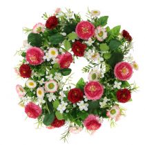 Bloemenkrans met Bellis roze-wit Ø30cm