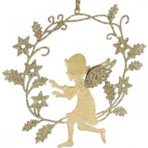 Artikel Engelenkrans, kerstversiering, engel om op te hangen, metalen hanger Gouden H14cm B15.5