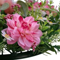 Artikel Deurkrans wanddecoratie bloemen dahlia&#39;s banksia roze Ø35cm