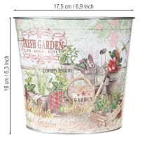 Artikel Kleine metalen bloempotten, gekleurd, Fresh Garden, 16 cm hoog, 2 stuks