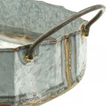 Bloembak metaal zink schaal antiek set van 2 L45cm/59cm