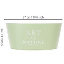 Artikel Ovale bloemenvaas van zink, mintgroen, 27 x 18 cm, hoogte 12,5 cm