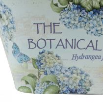 Artikel Bloemenschaal met handvatten hortensia&#39;s metaal 26×13×14,5cm