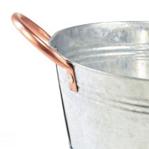 Artikel Bloemenschaal rond met handvatten metalen schaal Ø21cm H9,5cm