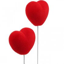 Artikel Bloemsteker deco hart rode hartsteker 6x6cm H26cm 18 stuks