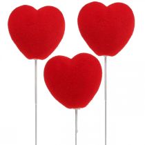 Artikel Bloemsteker deco hart rode hartsteker 6x6cm H26cm 18 stuks