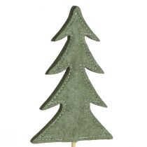Artikel Bloemplug viltdecoratie groene kerstboom 11x3,5cm 6 st