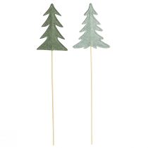 Artikel Bloemplug viltdecoratie groene kerstboom 11x3,5cm 6 st