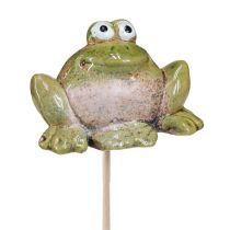 Artikel Bloemplug kikker keramiek groen bruin 6x4x4,5cm 4 st