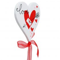 Artikel Bloemplug hart wit met strik 7cm 12 st