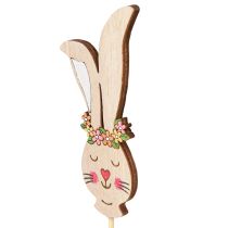 Artikel Bloemplug houten decoratieve konijnenkop op stok 11cm 12 st