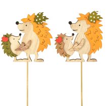 Artikel Bloemplug egel met kind herfstdecoratie hout 8,5cm 8 st