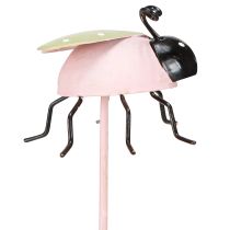 Artikel Bloemstokje Lieveheersbeestje Metaal Groen Roze 7x4cm 6 stuks