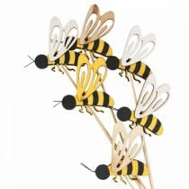 Artikel Bloemplug bijen deco plug hout bijen decoratie 7cm 12st