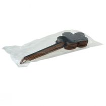 Artikel Bloemenstekers mini houten plaquettes zwart Ø10cm set van 6 decoraties