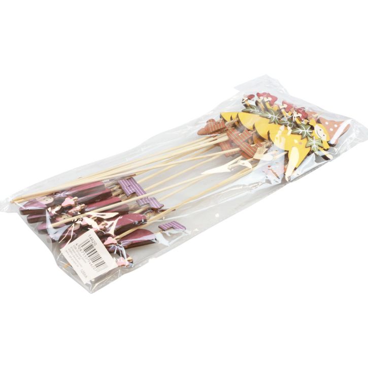 Artikel Bloemplug herfstdecoratie hout geel paars 8×6cm 12st