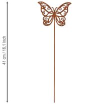 Artikel Metalen bloemstokjes, roestdesign, vlinderdecoratie, 10 x 7 cm, 3 stuks
