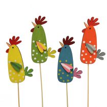 Artikel Bloemenplug Pasen grappige kippen hout 5,5×10cm 12 st