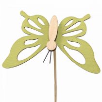 Artikel Bloemsteker vlinder deco houtkleurig 8,5cm 12st