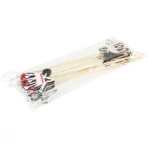 Artikel Bloemenplug kruiwagen houten harten gekleurd 9x6,5cm 12 st