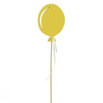 Stekkerboeketdecoratie taarttopper ballon geel 28cm 8st