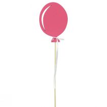 Artikel Bloemplugboeket decoratie taarttopper ballon roze 28cm 8st