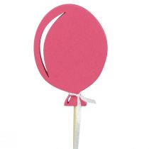 Artikel Bloemplugboeket decoratie taarttopper ballon roze 28cm 8st